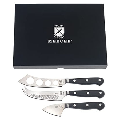 Mercer Culinary Renaissance Cheese Knife Set - color: Black Handle, size: 3-Piece Cheese Knife Set