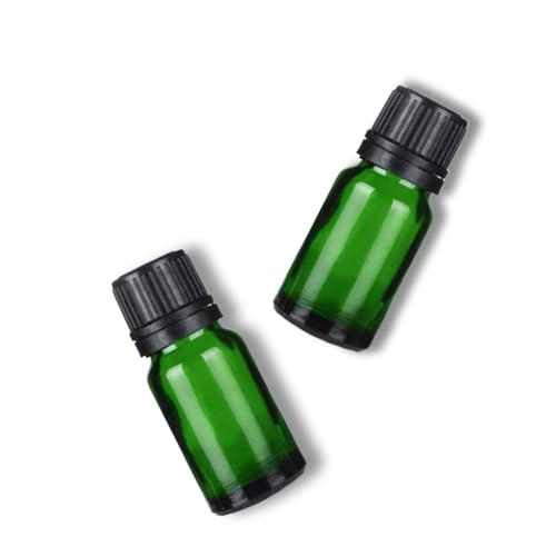 24 Pack 10ml Green Glass Essential Oils Bottles Empty Glass Dropper Vials Sample Bottle With Orifice Reducer and lid,for Aromatherapy Oils (Green, 10ml) - color: Green