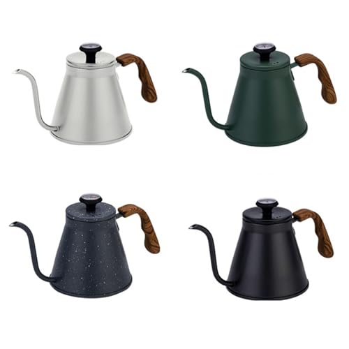 1.2L Stainless Steel Drip Coffee Kettles with Integrated Thermometers and Ergonomic Handle for Brewing Modern Design Kettles - color: Flower Rock Grey