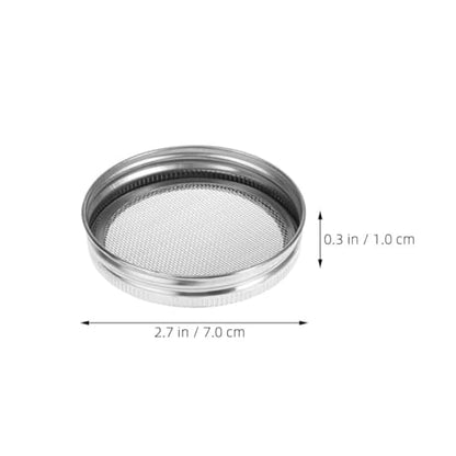 PRETYZOOM 3pcs Food Grade Sprouting Lids for Wide Mouth Mason Jars Stainless Steel Mesh Covers Strainer Function for Seed Germination and Fermentation - size: 7.00X7.00X1.00CM