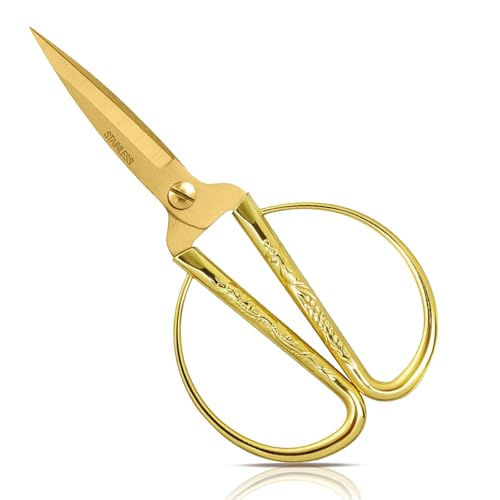 Grand Opening Ribbon-Cutting Ceremony Kit – Includes Gold Scissors, Flower Ball, Red Ribbon & White Gloves,Suitable for all ribbon-cutting and inauguration ceremonies (Embossed Handle) - style: Embossed Handle