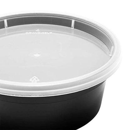 Karat [8oz - 240 ct Black PP Injection Molded Round Deli Containers with Lids (FP-IMDC8-PPB) - color: Black, size: 8oz