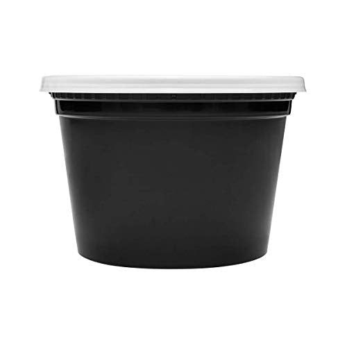 Karat [16oz - 240 ct Black PP Injection Molded Round Deli Containers with Lids (FP-IMDC16-PPB) - color: Black, size: 16oz