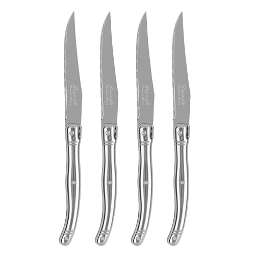 French Home Laguiole Connoisseur 4-Piece Stainless-Steel Steak Knife Set - color: Silver/Stainless-Steel