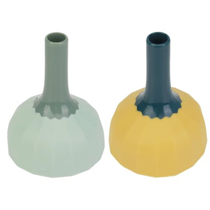 2 Pcs Kitchen Funnels Strainer, Small Multipurpose Household Food-Grade Funnels for Liquid and Grain Transfer, Convenient Green and Blue-Yellow Set for Cooking and Tea Brewing