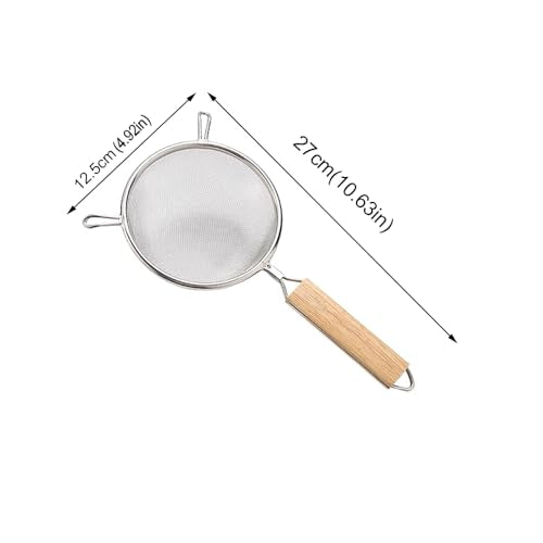 Strainer with Single Fine Mesh, 5-Inch Diameter, Mini, Stainless Steel, Tan,Silver - size: XS Double-handled