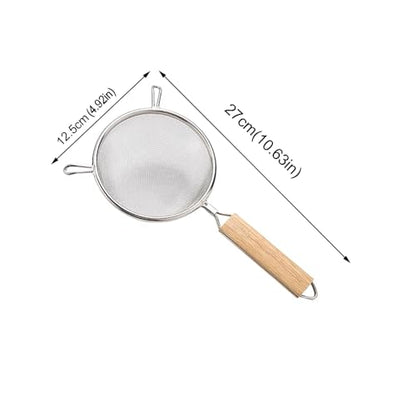 Strainer with Single Fine Mesh, 5-Inch Diameter, Mini, Stainless Steel, Tan,Silver - size: XS Double-handled