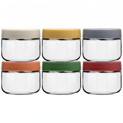 EONJOE 8 oz Small Glass Containers with Lids, Food Storage Jars, 6pk | Perfect for Chia Pudding Jam Snacks Yogurt Overnight Oats Candy ,Dishwasher safe,Airtight - size: 8oz