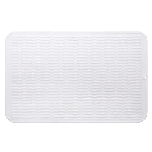 MicoYang Silicone Dish Drying Mat for Multiple Usage,Easy clean,Eco-friendly,Heat-resistant Silicone Mat for Kitchen Counter or Sink,Refrigerator or Drawer Liner White 3XL 28 inches x 18 inches - color: White, size: 28"L x 18"W