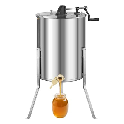VEVOR Honey Extractor, 4/8 Frame Manual Honey Extractor with Transparent Lid, Stainless Steel Honeycomb Drum Spinner with Height Adjustable Stand, Honeycomb Extraction Equipment for Beekeeping - style: 8 Frame Rack(4 Deep Frames)