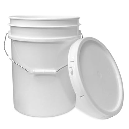 ePackageSupply 5 Gallon Bucket - Food Grade Bucket with Airtight Gasketed Tear Strip Lid, BPA-Free, Heavy-Duty 90 Mil HDPE Plastic Pail, Bulk Storage, Durable Container, Made in USA - White, 24 Packs | Airtight Gasketed Tear Strip Lid, Heavy-Duty 90 Mil H