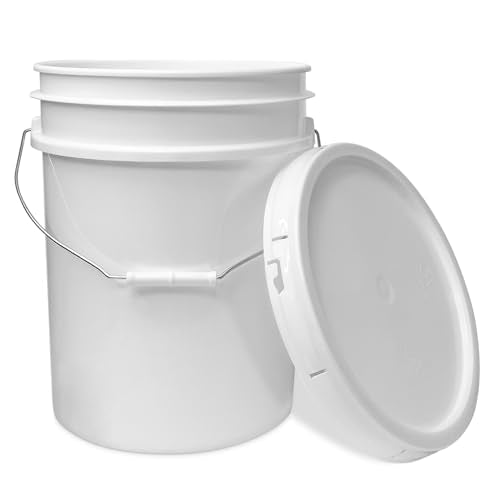ePackageSupply 5 Gallon Bucket - Food Grade Bucket with Airtight Gasketed Tear Strip Lid, BPA-Free, Heavy-Duty 90 Mil HDPE Plastic Pail, Bulk Storage, Durable Container, Made in USA - White, 120 Packs | Airtight Gasketed Tear Strip Lid, Heavy-Duty 90 Mil