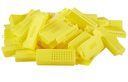 Queen Bee Cage 50Pcs Bee Tools Beekeeping Transport Cages Queen Hive Yellow Isolated Cage for Beekeeping Supplies