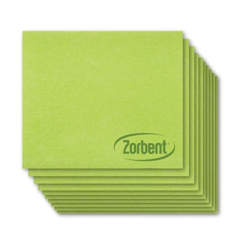 Zorbent Super Absorbent Towels 10 Pack, Green, Reusable Paper Towel Alternative, Lint Free Cleaning Cloth for Kitchen, Gym, Shoes, Travel, & Camping, Multipurpose Damp Duster, Spill & Mess Cleaner - color: Green, size: 10 Pack