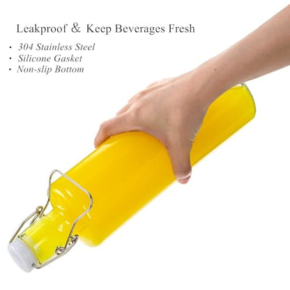 Cididu 33oz Swing Top Glass Bottle 4 Pack, 1L Clear Beer Bottle with Air Tight Lids, Easy Cap Glassware with Handle for Kombucha, Home Brewing, Juice, Carbonated Drink, Vinegar, Oil, Mead, Milk, Soda