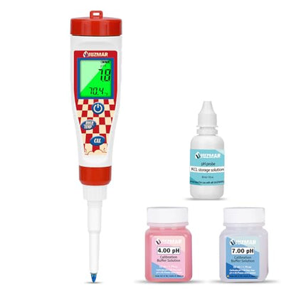 UIUZMAR Food pH Meter Digital pH Tester for Food Fermentation Spear pH Probe for Sourdough and Bread Dough Food Acidity Tester Professional pH Reader for Solid and Liquid - color: Red