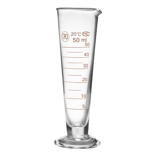 Professional Lab Graduated Measuring Cup with Spout 50ml Wide Mouth Glass Conical Beaker Thickened Borosilicate Beaker Heat Resistant (50ml) Transparent - size: 50ml