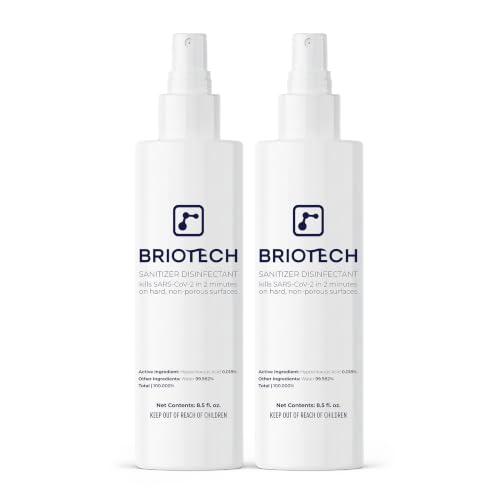 BRIOTECH Sanitizer Disinfectant Hypochlorous Spray, Kill 99.99% of Viruses & Bacteria, Control Mold, Eliminate Odor, Gentle for Nursery & Play Rooms, Food Contact Surface Sanitizer, 8.5 fl oz (2 Pack)