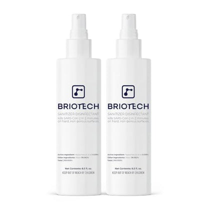 BRIOTECH Sanitizer Disinfectant Hypochlorous Spray, Kill 99.99% of Viruses & Bacteria, Control Mold, Eliminate Odor, Gentle for Nursery & Play Rooms, Food Contact Surface Sanitizer, 8.5 fl oz (2 Pack)