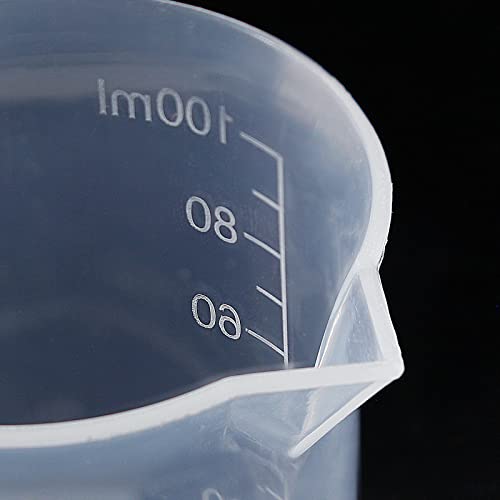 Waziaqoc 100ml/3.4oz Plastic Graduated Beaker, 3 Pack, Transparent | PP Material, Measuring Cup, Mixing Cup, For Kitchen Lab - color: 3pcs, size: 100 ml