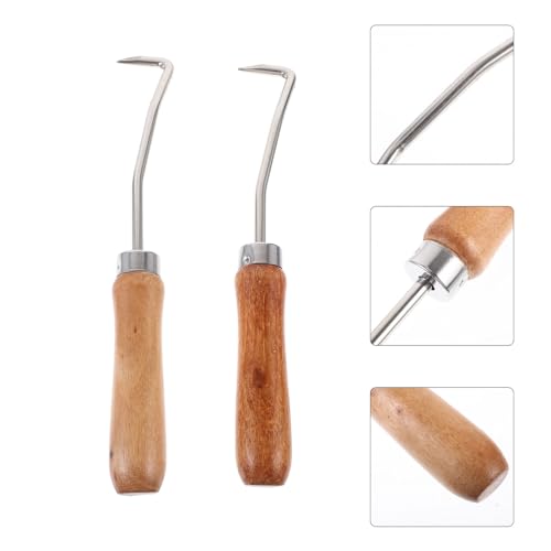 UPKOCH 2pcs Wood Handle Beehive Cleaning Hook Beekeeping Tool Beehive Cleaning Hook Cleaner Bee Tool
