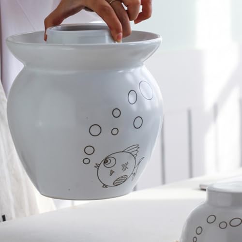 BESPORTBLE Ceramic Kimchi Container 1.5lb Pickle Jar Airtight Sealing Fermenting Crock for Pickled Vegetables and Sauerkraut Storage