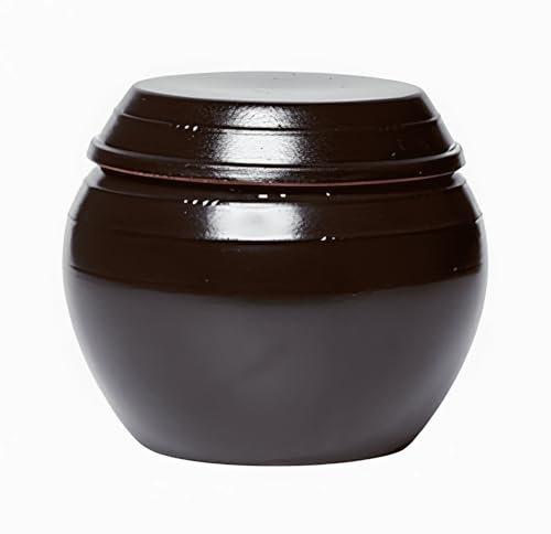 Earthenware Onggi Korean Traditional Clay Jar Mini Ceramic Canister/Handmade Food Storage Container for Tea, Coffee Bean, Salt/Breathing Clay Pot Kimchi Fermentation Crock (2L(67.6oz)) - size: 67.6 Ounces