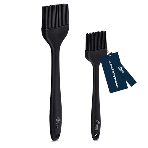 HOTEC 600℉ Heat Resistasnt Basting Brushes, BPA Free Silicone Pastry Brush, Spread Oil Butter Sauce Marinades for BBQ Grill Barbecue Baking Kitchen Cooking Dishwasher Safe (Black 2) - color: Black 2
