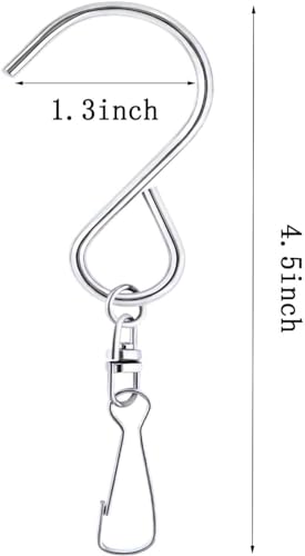 MFDSJ 24 Pcs Swivel Clip Hanging Hooks | Stainless Steel 360 Degree Rotating Windsock Clips for Hanging Wind Chimes, Plants