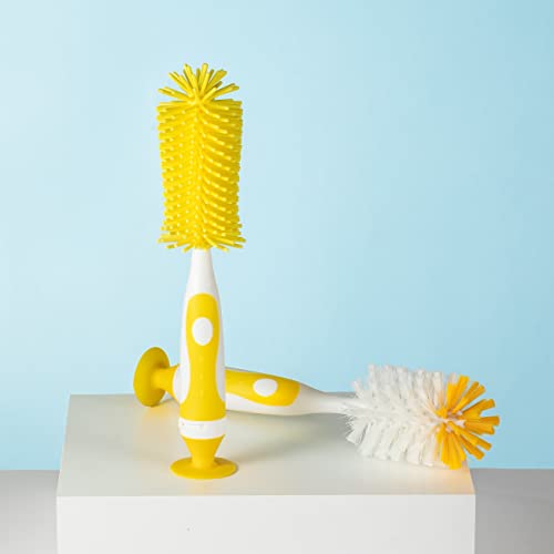 Chemimoso Baby Bottle Brush, Water Bottle Brush Cleaner, Cup Brush | Rotate The Suction Cup to Obtain The Small Bristle Brushes Set - color: Yellow 1
