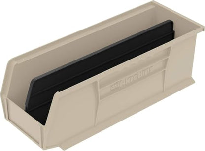 Akro-Mils 30234 AkroBins Plastic Storage Bins, Space-Saving Stackable Bins for Garage, Pantry, Craft Organization, 15" x 5" x 5", Stone, 12-Pack - color: Stone