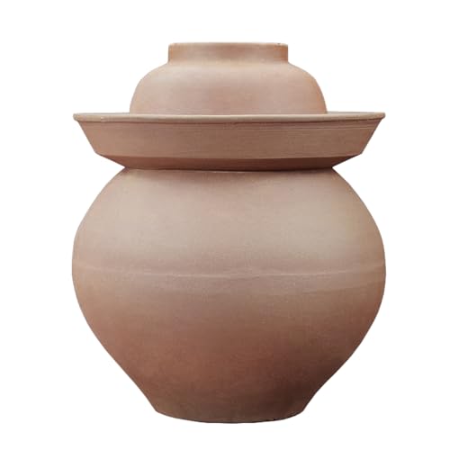 Unglazed Ceramic Pickle Jar with Lids,Large Traditional Chinese Porcelain Pickle Jar Pickling Jars,Ceramic Fermentation Crock with Water Seal Airlock Lid,Sauerkraut A-6.5L (A-6.5L - size: 6.5L