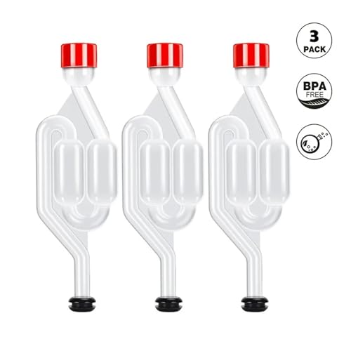 Wires and Cables 3 Pieces S-Shape Airlocks,Homebrew Bubble Airlock Carboys Stopper & Fermenter Seal Valve with Food Grade Grommets Wires and Cables(3 Pack) - color: 3 Pack