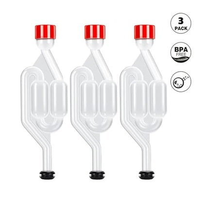 Wires and Cables 3 Pieces S-Shape Airlocks,Homebrew Bubble Airlock Carboys Stopper & Fermenter Seal Valve with Food Grade Grommets Wires and Cables(3 Pack) - color: 3 Pack