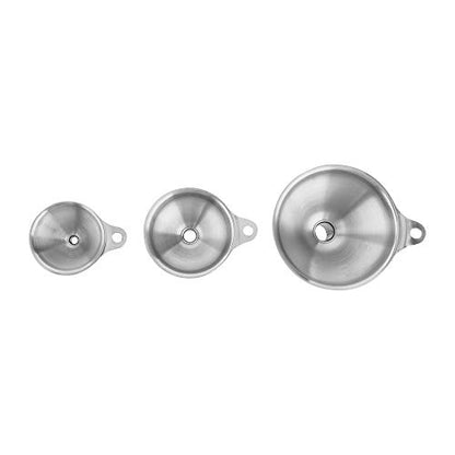 Fox Run Metal Kitchen Funnel Set, 3", 2", and 1.5" Stainless Steel Funnels - size: 3", 2", and 1.5" Set