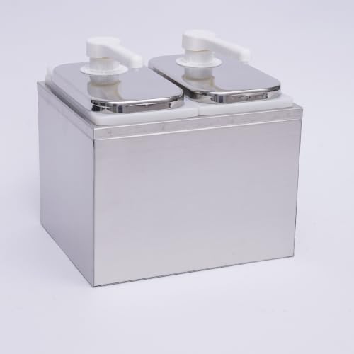 Condiment Pump Station Commercial Pump Condiment Dispensers Sauce Pump Dispenser Condiment Server Organizer Stainless Steel for Salad Jam Seasoning Sauce Squeeze (2-bucket) - color: 2-bucket