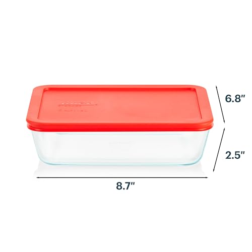 Pyrex Simply Store Glass Food Storage Container, Snug Fit Non-Toxic Plastic BPA-Free Lids, Freezer Dishwasher Microwave Safe, 6 Cup - size: 6 Cup