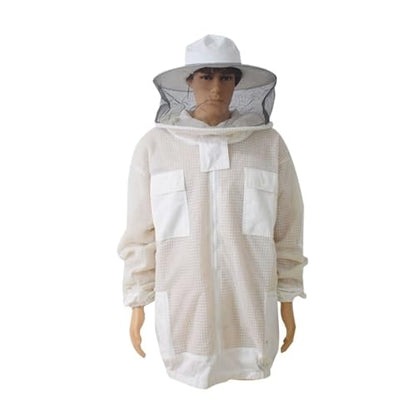 Beekeeping Anti Bee Suit 3 Layer Mesh Breathable Ventilated Protective Clothing Bee Jacket with Removable Safty Veil Hat Suits(XL) - size: X-Large