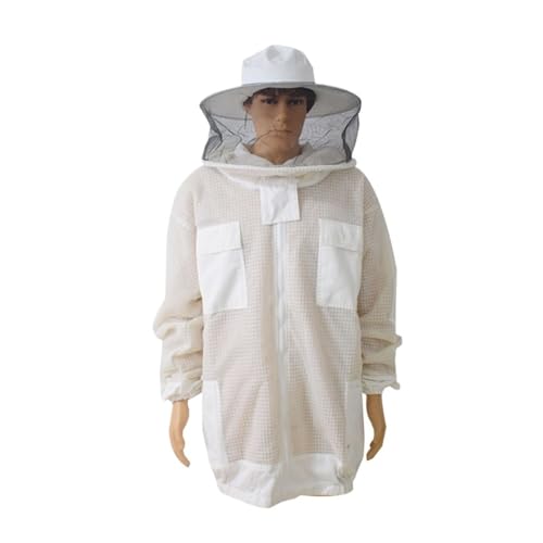 Beekeeping Anti Bee Suit 3 Layer Mesh Breathable Ventilated Protective Clothing Bee Jacket with Removable Safty Veil Hat Suits(3X-Large) - size: 3X-Large