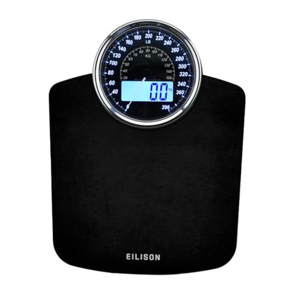 EILISON Highly Advance 2-in-1 Digital & Analog Weighing Scale for Body Weight-400lbs, 4 High Precison GX Sensor Accurate, Thick Tempered Glass, Extra Large Display (Black) - color: Black