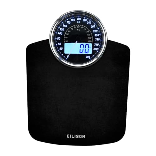 EILISON Highly Advance 2-in-1 Digital & Analog Weighing Scale for Body Weight-400lbs, 4 High Precison GX Sensor Accurate, Thick Tempered Glass, Extra Large Display (Black) - color: Black