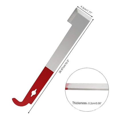 MUSM 26.67cm Beekeeping J-Type Hook Tool, Steel Hive Scraper for Frame Prying, Propolis Removal, and Hive Box Separation, Red Handle