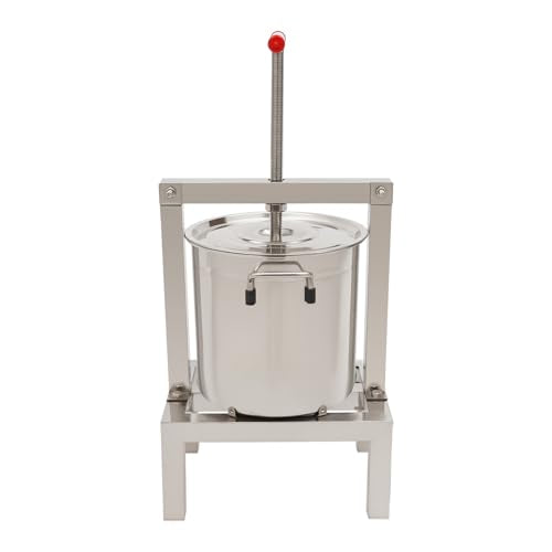 10L Stainless Steel Manual Honey Press Machine, Multifunctional Fruit Wine Press, DIY Juice Olive Oil Cheese Extractor Press for Home Apiary Farm Food Factory