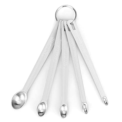 Mini Measuring Spoon Set, Heavy Duty Stainless Steel Measuring Spoons for Cooking Baking, Tablespoon Teaspoon for Dry or Liquid Ingredients, Fits in Spice Jar, 1/64 1/32 1/16 1/8 1/4 tsp - size: 5pcs-steel