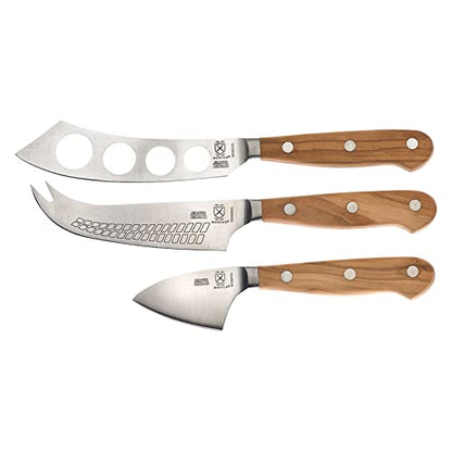 Mercer Culinary Renaissance Olive Wood Cheese Knife Set - color: Olive Wood Handle, size: 3-Piece Cheese Knife Set