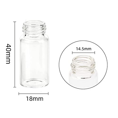 5ML Clear Glass Sample Vial, Liquid Sampling Sample Glass Bottle, Borosilicate Storage Glass Vial 18x40mm,Black 15-425 Polypropylene Screw Cap with PE Liners, Pack of 100 - size: 5ML