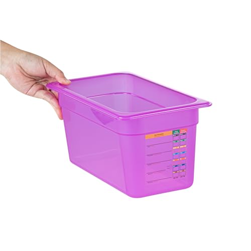 Restaurantware Food Storage Container 1 Pack of 5.6 qt Plastic Stackable Microwave-Safe Bin Dishwasher Safe Freezer Safe Purple Containers for Kitchen Storage - size: 1/3 Size