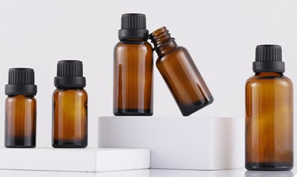 50Pack Set 20ML Amber Glass Bottle with Orifice Reducer and Cap Small Essential Oil Vials (20ML) - size: 20ML