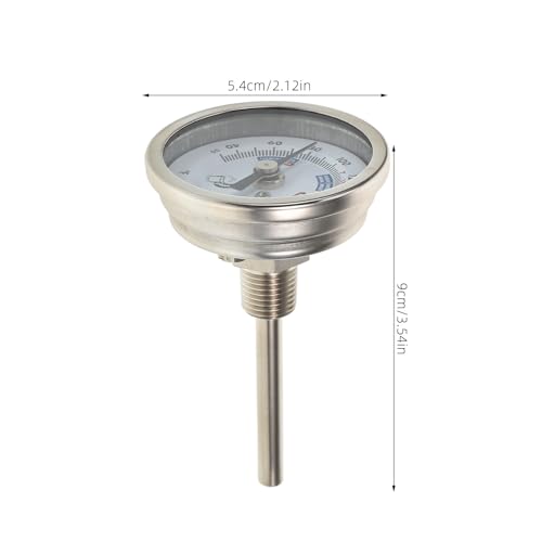 304 Stainless Steel Threaded Dial Thermometer for Wine Brewing, 2-inch Bimetallic Brewing Pot Temperature Gauge, Corrosion-Resistant Craft Wine Kettle Thermometer