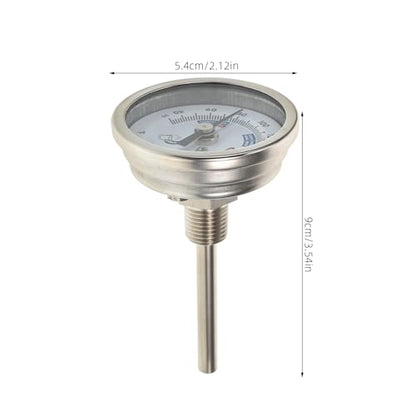 304 Stainless Steel Threaded Dial Thermometer for Wine Brewing, 2-inch Bimetallic Brewing Pot Temperature Gauge, Corrosion-Resistant Craft Wine Kettle Thermometer